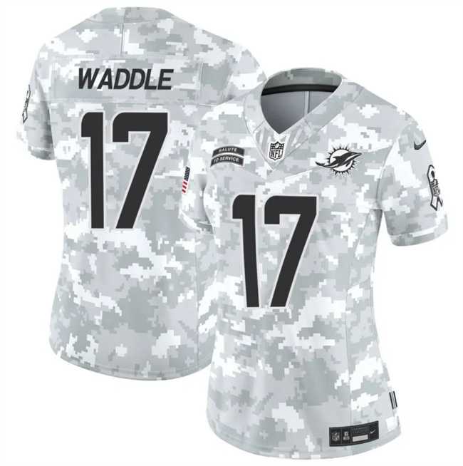 Womens Miami Dolphins #17 Jaylen Waddle 2024 F.U.S.E Arctic Camo Salute To Service Limited Stitched Jersey Dzhi